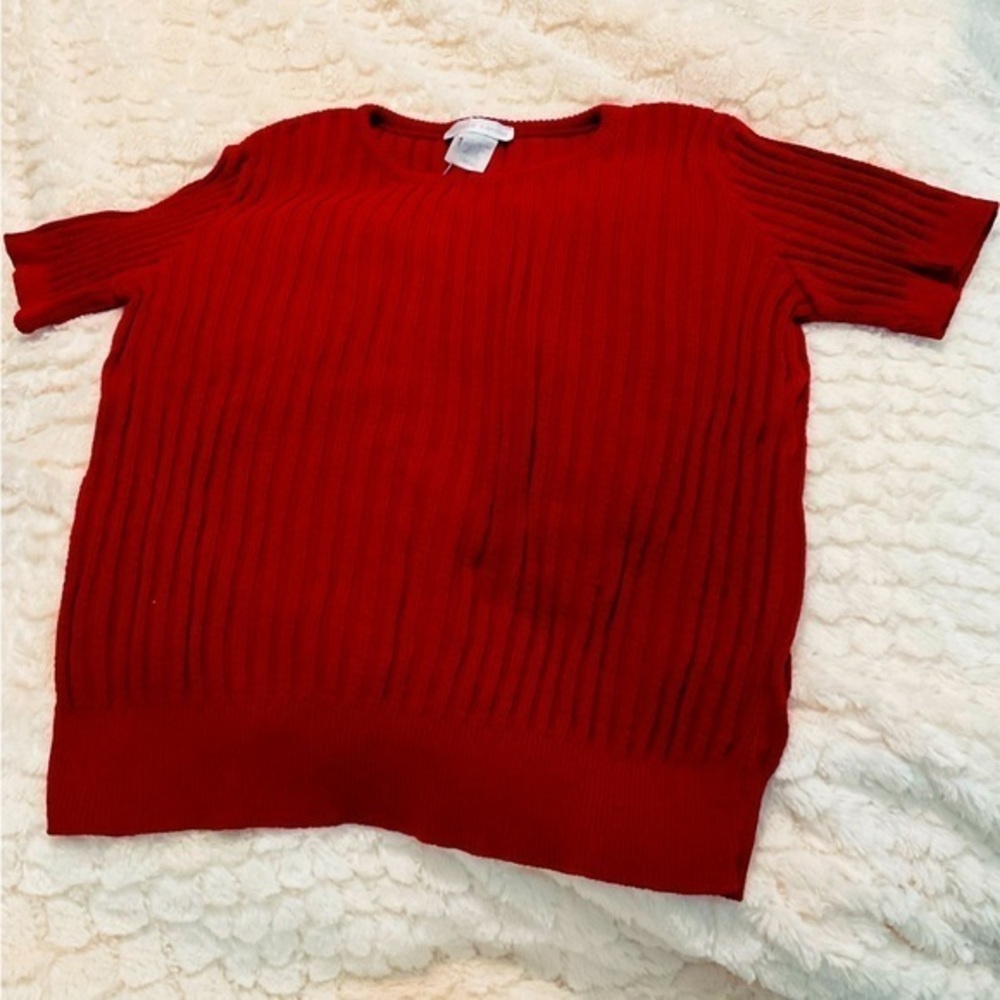 Pierre Cardin SS Ribbed Sweater Cotton, Burgundy, Small Vintage "poor boy" style